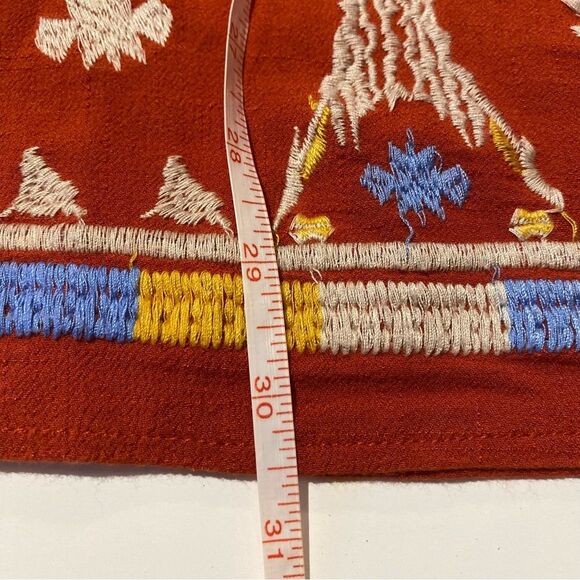 THML Orange Embroidered Hem Pleated Halter Boho Mini Dress Women's Size XS - Picture 11 of 15